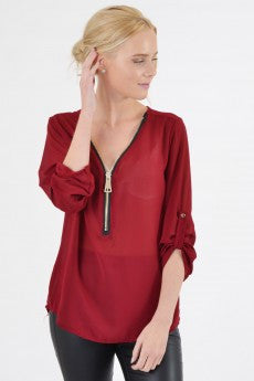 Zip- Front- Blouse