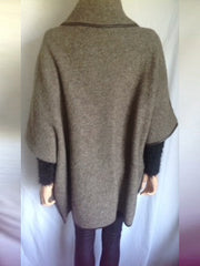 Double breasted boiled wool poncho
