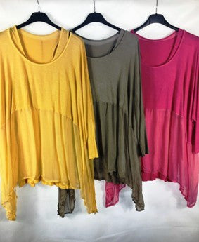 Top with Silk contrast - 2 piece